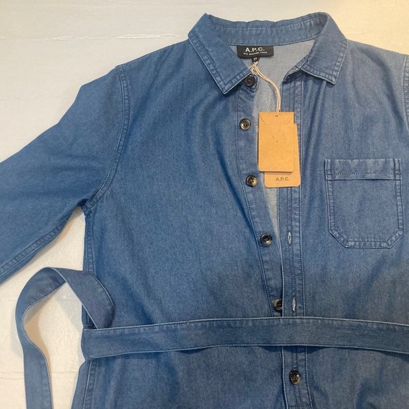 NWT! A.P.C. DENIM SHIRT DRESS -INDIGO- XSMALL - Picture 4 of 7